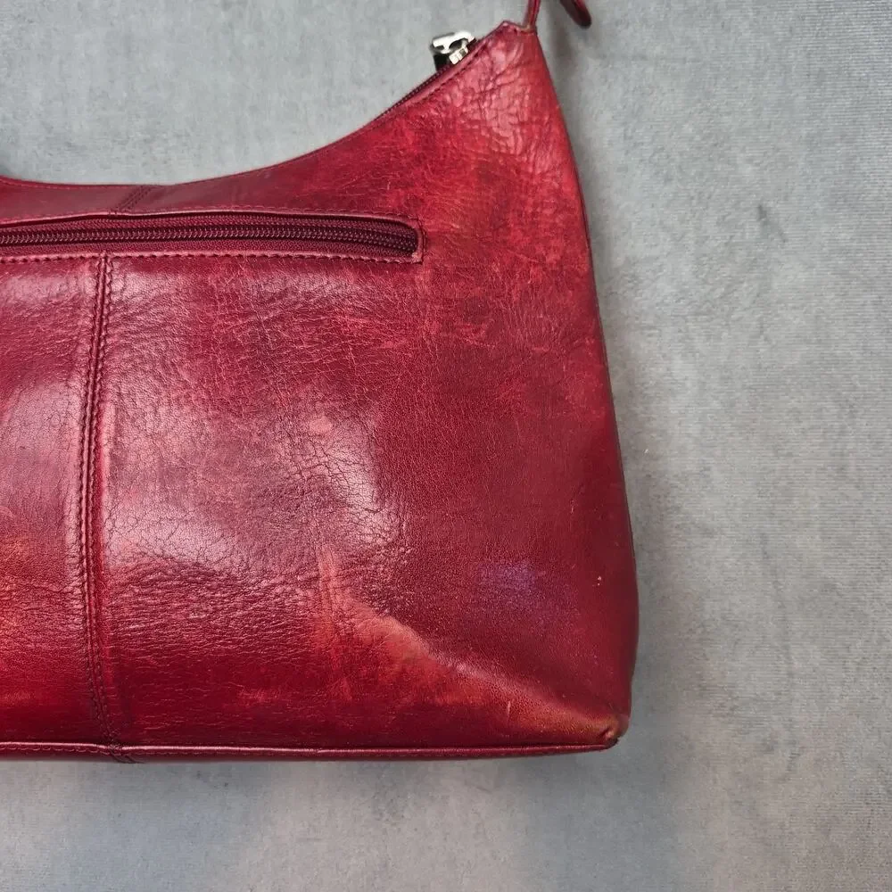 Hobo International Old Money Vintage Minimalist Red Leather Medium Shoulder Bag
